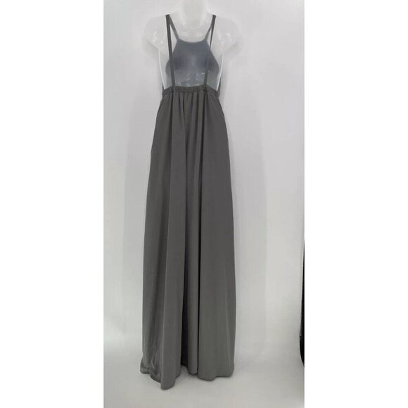 Show Me Your Mumu Women’s Gray Halter Chiffon Amanda Maxi Dress Sz S, Event - Picture 2 of 7